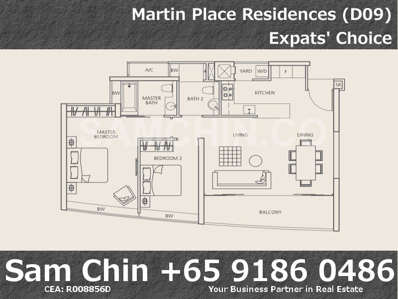 Martin Place Residences – Floor Plan – 2BD – b2 – 1044sqft
