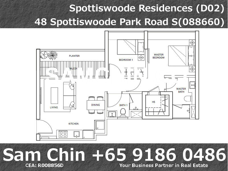 Spottiswoode Residences – Floor Plan – 2Bedroom – 1