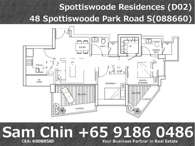 Spottiswoode Residences – Floor Plan – 2Bedroom – Stack 10