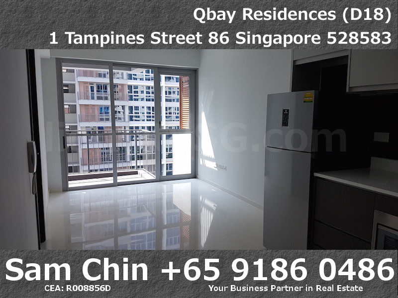 Qbay Residences – 1+Study – S08 – Kitchen and Living Area